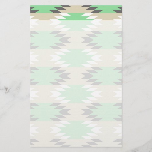 Aztec Andes Tribal Green Grau Indianer Briefpapier (Vorderseite)