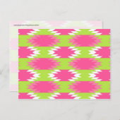 Aztec Andes Tribal Hot Pink Lime Green Muster Postkarte (Vorne/Hinten)