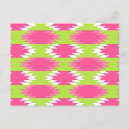 Aztec Andes Tribal Hot Pink Lime Green Muster Postkarte (Vorderseite)