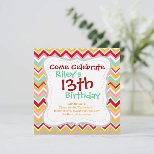 Aztec Andes Tribal Mountains Zickzack Fiesta Zigag Einladung (Stehend Vorderseite)