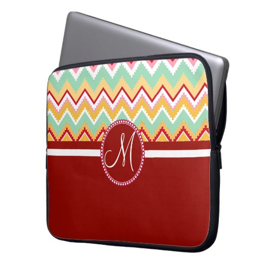 Aztec Andes Tribal Mountains Zickzack Fiesta ZigZa Laptopschutzhülle (Vorderseite Links)