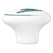 Aztec Aquamarin Green Bird Motif Keramikknauf (Seitenansicht)