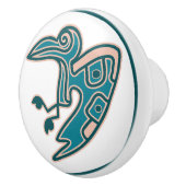 Aztec Aquamarin Green Bird Motif Keramikknauf (Rechts)