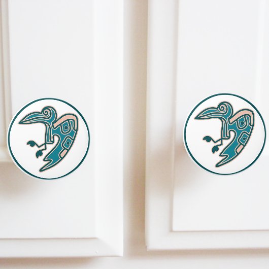 Aztec Aquamarin Green Bird Motif Keramikknauf