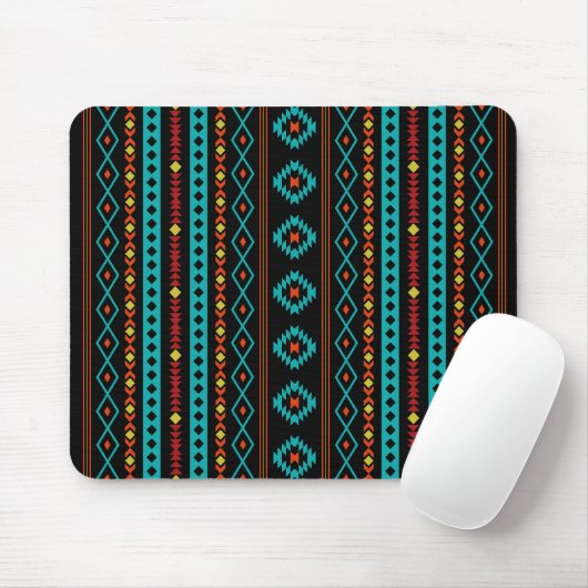 Aztec Aquamarin Reds Gelb-Schwarz Mixed Motive V M Mousepad (Mit Mouse)