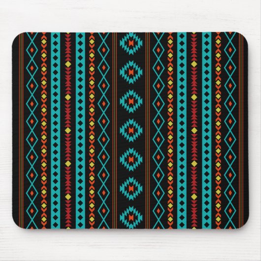 Aztec Aquamarin Reds Gelb-Schwarz Mixed Motive V M Mousepad (Vorne)