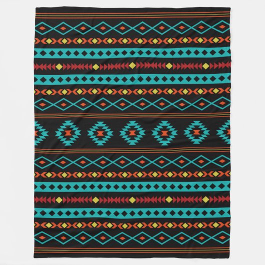 Aztec Aquamarin Reds gelbes, gemischtes Motiv Fleecedecke (Vorderseite)