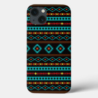 Aztec Aquamarin Reds Gelbes Schwarzes Mixed Motifs