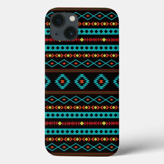 Aztec Aquamarin Reds Gelbes Schwarzes Mixed Motifs Case-Mate iPhone Hülle (Rückseite)