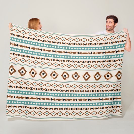 Aztec Aquamarin Ter Blk Crm Mixed Motifs (H-Muster Fleecedecke (Beispiel)