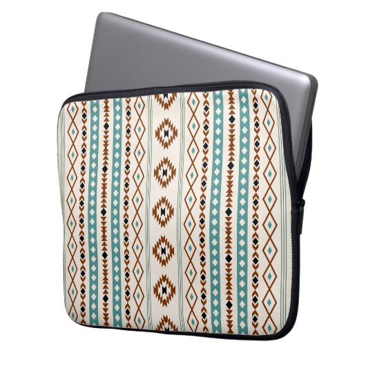 Aztec Aquamarin Terracotta Black Cream Mixed (V)Mu Laptopschutzhülle (Vorderseite Links)
