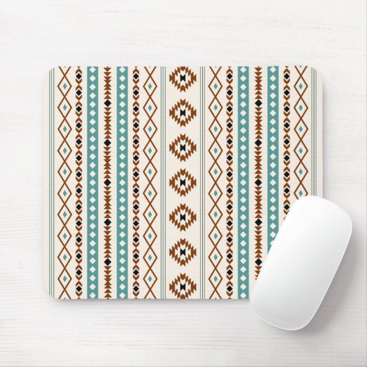Aztec Aquamarin Terracotta Blk Cr Mix Motif (V) Mu Mousepad (Mit Mouse)