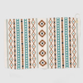 Aztec Aquamarin Terracotta Blk Crm Mixed Motifs Mu Golfhandtuch (Horizontal)