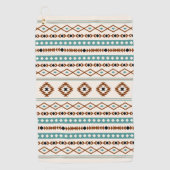 Aztec Aquamarin Terracotta Blk Crm Mixed Motifs Mu Golfhandtuch (Vorderseite)