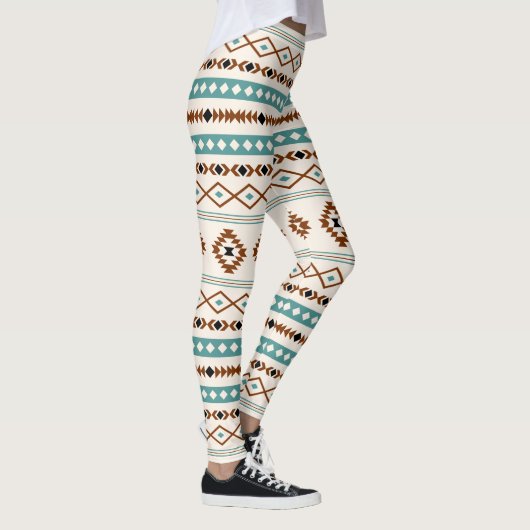 Aztec Aquamarin Terracotta Blk Crm Mixed Motifs Mu Leggings (Rechts)