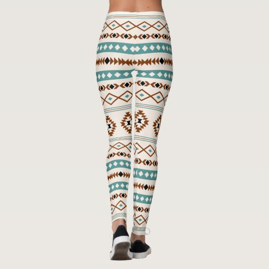 Aztec Aquamarin Terracotta Blk Crm Mixed Motifs Mu Leggings (Rückseite)
