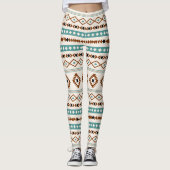 Aztec Aquamarin Terracotta Blk Crm Mixed Motifs Mu Leggings (Vorderseite)