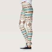 Aztec Aquamarin Terracotta Blk Crm Mixed Motifs Mu Leggings (Links)