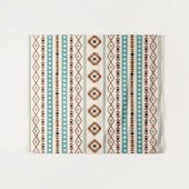 Aztec Aquamarin Terracotta Blk Crm Mixed Motifs Mu Wandteppich (Vorderseite (Horizontal))