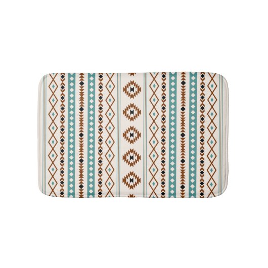 Aztec Aquamarin Terracotta Blk Crm Mixed Motifs (V Badematte (Vorderseite)