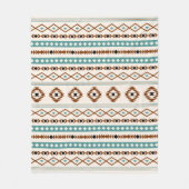 Aztec Aquamarin Terracotta Schwarzes Creme Mixed M Fleecedecke (Vorderseite)