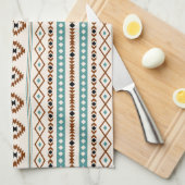 Aztec Aquamarin Terracotta Schwarzes Creme Mixed M Geschirrtuch (Viertel Falte)