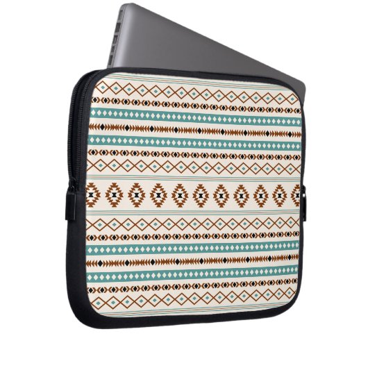 Aztec Aquamarin Terracotta Schwarzes Creme Mixed M Laptopschutzhülle (Vorne Rechts)