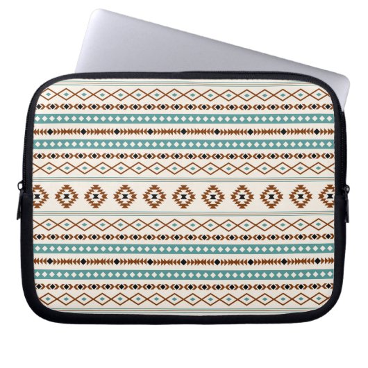 Aztec Aquamarin Terracotta Schwarzes Creme Mixed M Laptopschutzhülle (Vorderseite)