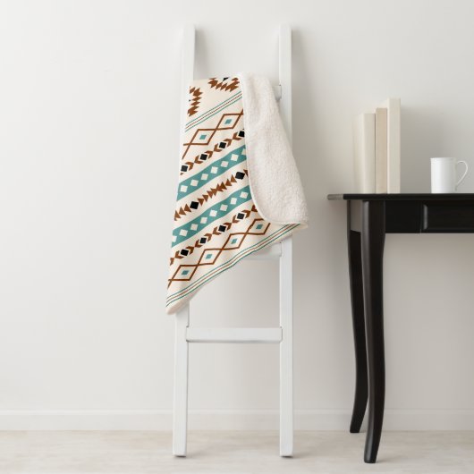 Aztec Aquamarin Terracotta Schwarzes Creme Mixed M Sherpadecke (Beispiel)