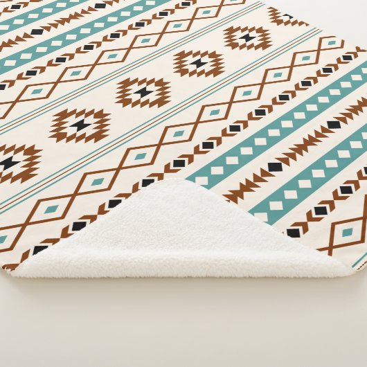 Aztec Aquamarin Terracotta Schwarzes Creme Mixed M Sherpadecke (3/4)