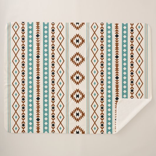 Aztec Aquamarin Terracotta Schwarzes Creme Mixed M Sherpadecke (Vorderseite (Horizontal))