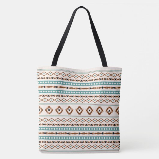 Aztec Aquamarin Terracotta Schwarzes Creme Mixed M Tasche (Rückseite)