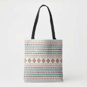 Aztec Aquamarin Terracotta Schwarzes Creme Mixed M Tasche (Vorderseite)