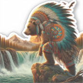 Aztec Bear Warrior Aufkleber (Vorderseite)