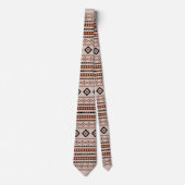 Aztec Black Browns Taupe Mixed Motifs Muster Krawatte (Vorderseite)