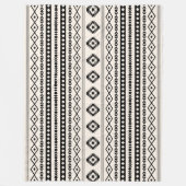 Aztec Black on Cream Mixed Motifs (H-Muster) Fleecedecke (Vorderseite)