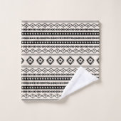 Aztec Black on Cream Mixed Motifs Muster Badhandtuch Set (Waschlappen)