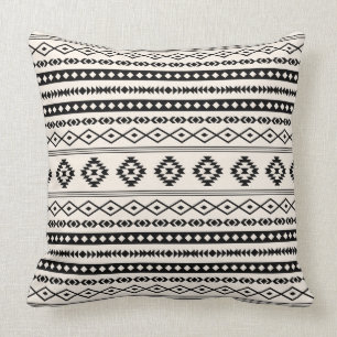 Aztec Black on Cream Mixed Motifs Muster Kissen