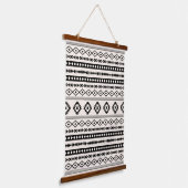 Aztec Black on Cream Mixed Motifs Muster Wandteppich Mit Holzrahmen (Gewinkelt)