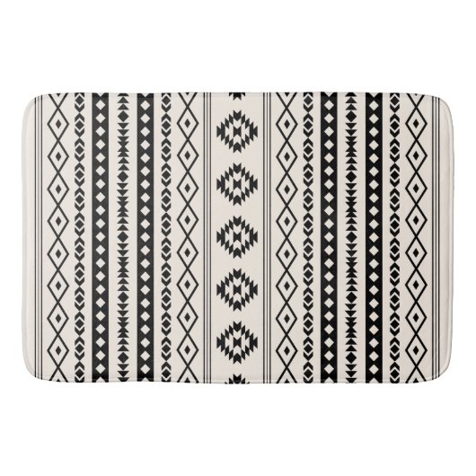 Aztec Black on Cream Mixed Motifs (V) Muster Badematte (Vorderseite)