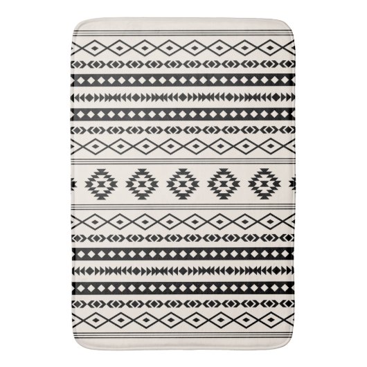 Aztec Black on Cream Mixed Motifs (V) Muster Badematte (Vorderseite Vertikal)