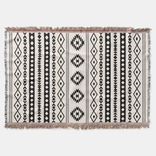 Aztec Black on Cream Mixed Motifs (V)-Muster Decke (Vorderseite)