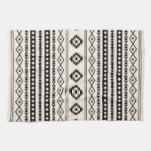 Aztec Black on Cream Mixed Motifs (V)-Muster Geschirrtuch (Horizontal)