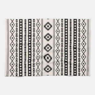 Aztec Black on Cream Mixed Motifs (V)-Muster Geschirrtuch