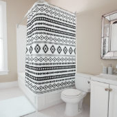 Aztec Black on White Mixed Motifs Muster Duschvorhang (Beispiel)