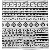 Aztec Black on White Mixed Motifs Muster Duschvorhang (Vorderseite)