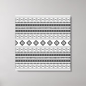 Aztec Black on White Mixed Motifs Muster Leinwanddruck (Vorderseite)