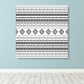 Aztec Black on White Mixed Motifs Muster Leinwanddruck (Insitu (Holzboden))