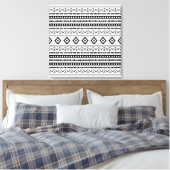 Aztec Black on White Mixed Motifs Muster Leinwanddruck (Insitu (Schlafzimmer))