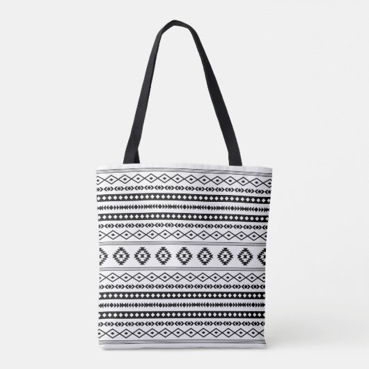 Aztec Black on White Mixed Motifs Muster Tasche (Rückseite)